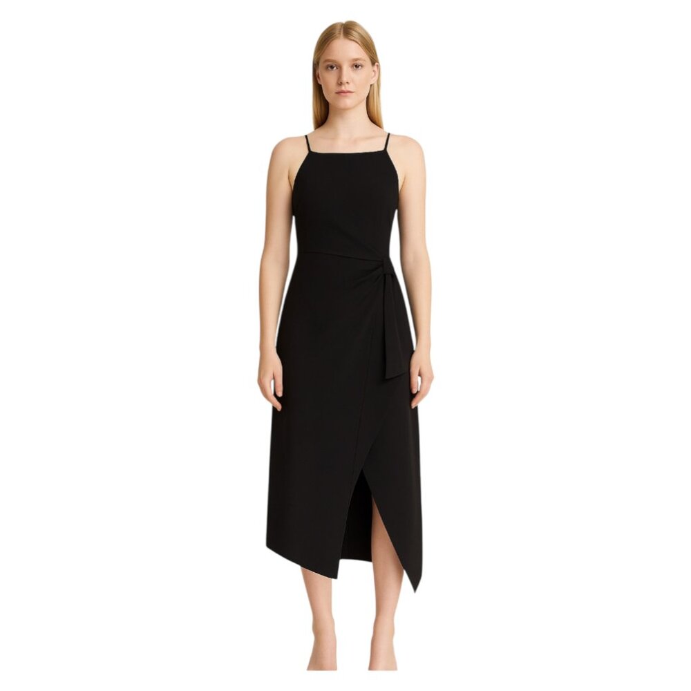 C/MEO Collective Anthropologie Size 2 Black Asymmetrical Hem Midi Dress